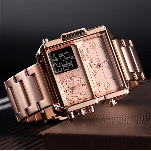 Mens Military Multifunction Modern Trendy  Watch with Stainless Steel Band - Picture 3 of 3